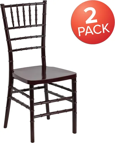 Vista 3 de Flash Furniture HERCULES PREMIUM Series Silla apilable de resina de caoba Chiavari Weddings And Parties, Durable Resin, Easy To Clean