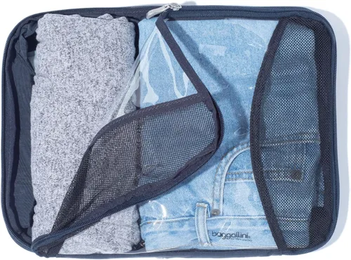 Vista 7 de Baggallini Juego de 3 cubos de compresión - Cubos de compresión ligeros para viajes, Azul marino francés, Talla única