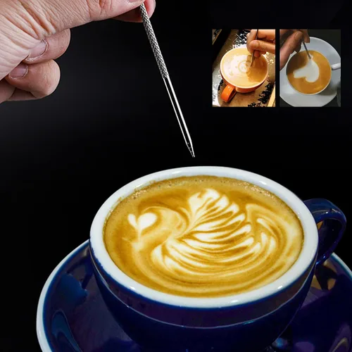 Vista 3 de Honbay 4 Uds acero inoxidable café Latte Art Bolígrafos herramienta para para capuchino Latte Espresso Decorar