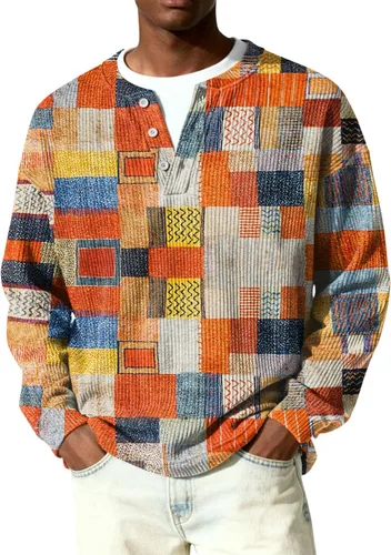 Vista 12 de Camisetas tipo polo de manga larga para hombre, con botones, a rayas, divertidas, de punto, con bolsillo