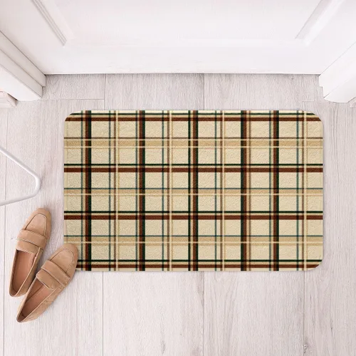 Vista 2 de Feelyou Beige Brown Bathroom Rugs Abstract Geometric Bath Mats Modern Art Bathroom Accessories Floor Doormats 16"x24" Soft Microfiber