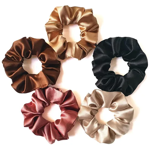 Vista 8 de Silvr Bear Paquete de 6 coleteros de satén de lujo, color negro, suaves, grandes para mujeres y niñas, bandas para el cabello grueso y rizado
