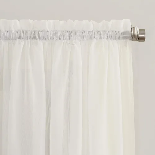 Vista 8 de No. 918 Erica - Juego de 3 cortinas de gasa triturada con cuentas transparentes con bolsillo para cortinero Amarillo