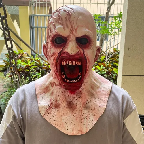 Vista 3 de Bulex Máscara de zombi espeluznante accesorios de Halloween, máscara facial realista aterradora para fiesta de adultos, disfraz de cosplay