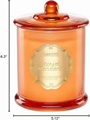 Vista 10 de M&SENSE Velas de Cítricos para el Hogar Aromáticas, Vela de Soja Orgánica Natural de 12.7oz 75 Horas de Larga Duración de Combustión Lenta, Vela