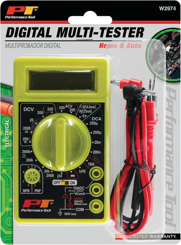 Vista 4 de Performance Tool Probador de multímetro digital W2974 de 2000 cuentas con voltímetro de CA CC y medidor de amperios de voltios ohmios, medidas