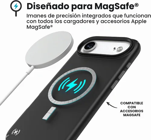 Vista 9 de Speck PRESIDIO2 PRO - Funda para iPhone 17, compatible con MagSafe, funda protectora delgada, color negro/gris pizarra/blanco
