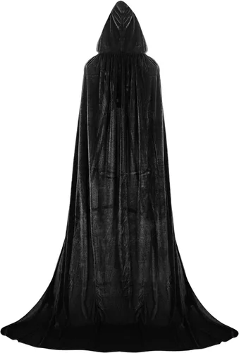 Vista 4 de Capa con capucha de vampiro, capa larga de terciopelo, disfraces para adultos, carnaval, Halloween, Navidad