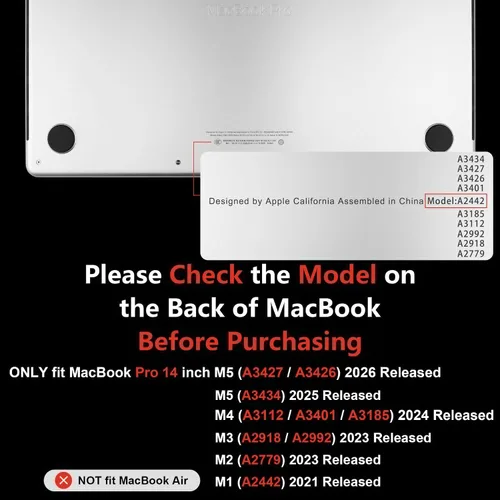 Vista 2 de MEEgoodo Funda para MacBook Pro de 14 pulgadas 2025 2024 2023 2021 (M5/M4/M3/M2/M1), funda compatible con los modelos