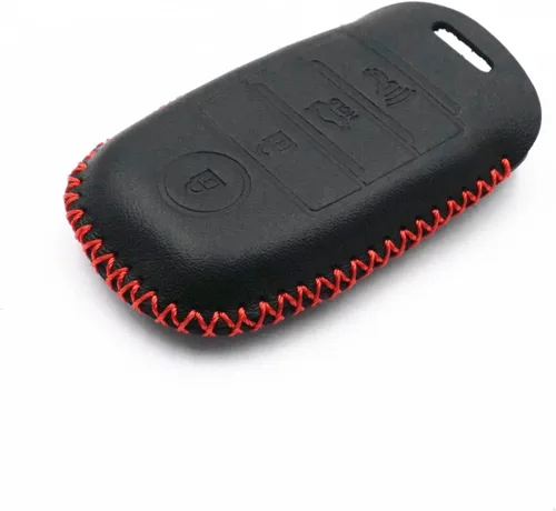 Vista 4 de Funda de cuero inteligente con 4 botones para llavero remoto para Kia K3 K6 Optima Cerato Forte Sorento Rio Rio5 Rondo Carens (negro)