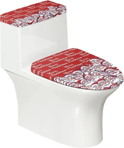 Vista 10 de Tapa de inodoro y tapa de tanque de cane Candy - Estampado de copo de nieve, elastano elástico lavable, decoración de Año Nuevo