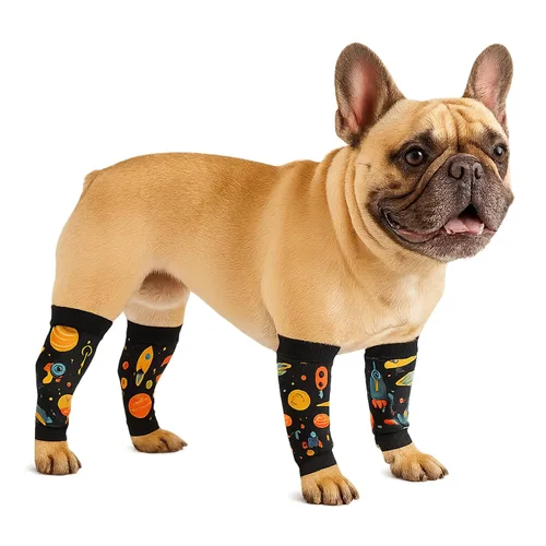 Vista 8 de Petwarm Juego de 4 fundas de recuperación para perros con estampado de bosque de zorro, fundas de apoyo para articulaciones sin conos para perros