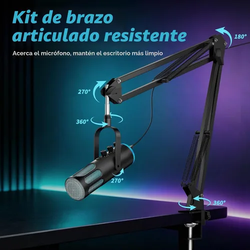Vista 7 de Microfono para juegos, micrófono condensador USB para PC, PS4/5 y Mac, micrófono de computadora con cancelación de ruido, silencio, reverberación