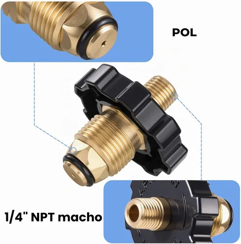 Vista 3 de Nariz suave POL Propano Gas montaje con 1/4" NPT macho LP tanque Atapter 100% latón macizo