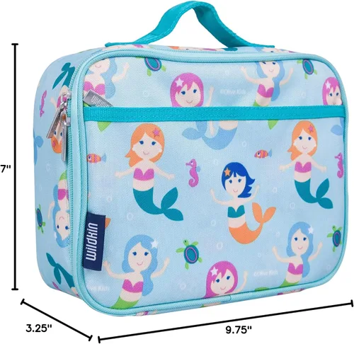 Vista 10 de Wildkin Paquete de lonchera con botella de agua de acero de 14 onzas para niños, duradera, aislada, para la escuela y viajes, sirenas