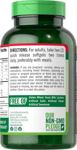 Vista 6 de Nature's Truth Aceite de pescado sin eructos de 2400 mg 250 cápsulas blandas 720 mg de Omega 3 Píldoras naturales de sabor a limón