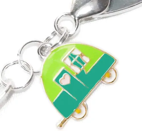 Vista 9 de Retro Camping Keychain - Enamel Key Ring - Vintage Camper Charm - RV Accessories - Handmade