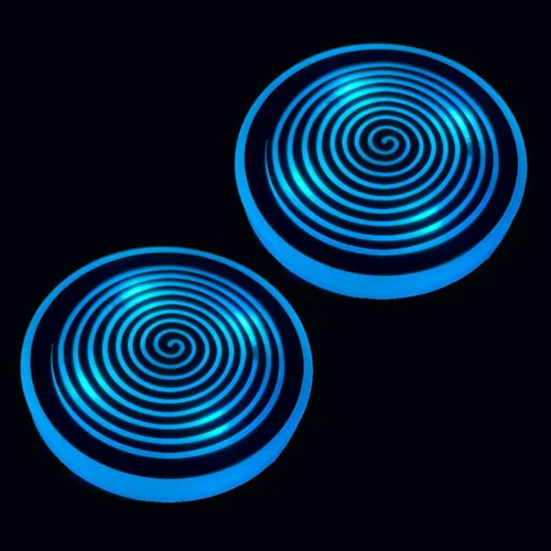 Vista 12 de Paquete de 2 posavasos con luz para automóvil, luces LED, sensor inteligente, recargable, 7 posavasos que cambian de color (A)