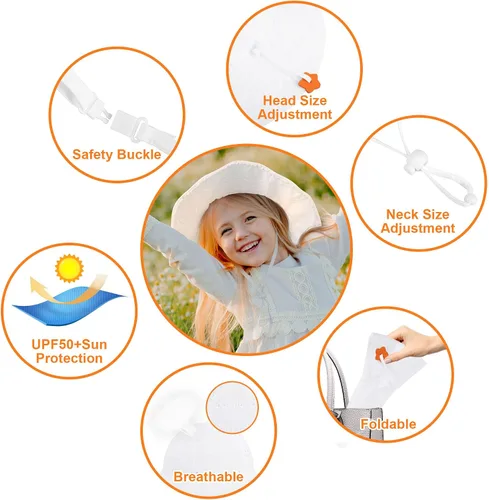 Vista 55 de SimpliKids Sombrero de sol para bebé de ala ancha con protección solar UPF 50+ UV Ray