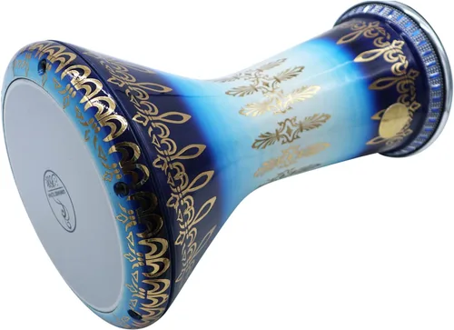 Vista 2 de El impresionante Darbuka Doumbek Gawharet El Fan metálico de 17.75 pulgadas (azul metálico)