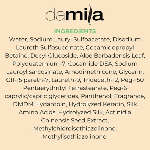 Vista 6 de damila Champú sin sal y sulfato para queratina y cabello teñido - Perfecto para cabello dañado, encrespado, rizado o seco (4 onzas líquidas)