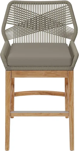 Vista 5 de Wellspring Outdoor Teak and Rope Counter Stool Light Gray Greige