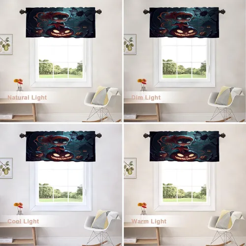Vista 137 de Shrahala Orange Autumn Autumn Blackout Curtain Tiers, Fall Kitchen Valance Light Blocking Tier Drapes with Rod Pocket, 2 Pack 26 X 24 in