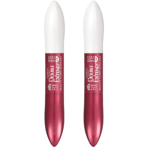 Vista 7 de L'Oreal Paris Makeup Double Extend Tubing Mascara, máscara de 2 pasos para alargar, a prueba de manchas, negro, paquete de 2