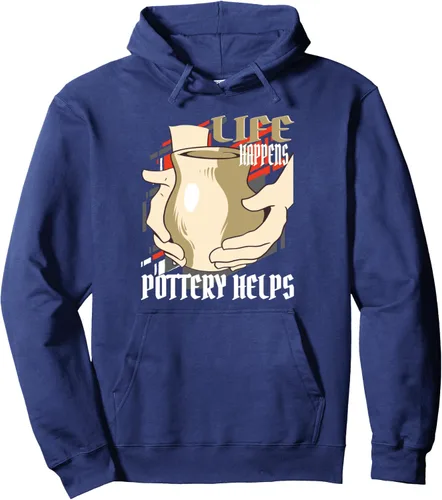Vista 6 de Life Happens - Pottery Helps Ceramics Artiste Pullover Hoodie