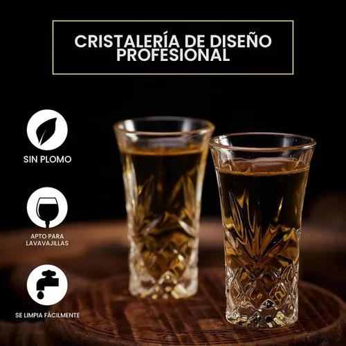 Vista 3 de JAIEF Vasos de tequila con base pesada, vasos cordiales de vidrio de chupito, 2 oz (3)