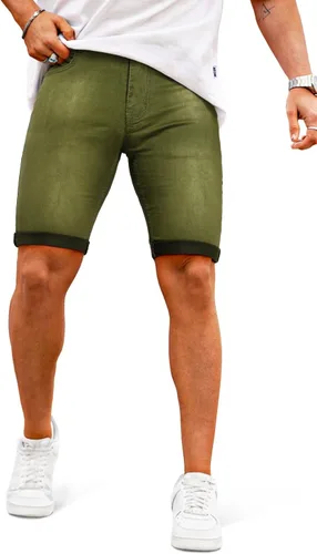 Vista 19 de GINGTTO Pantalones cortos de mezclilla para hombre Gris carbón