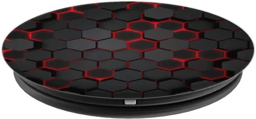 Vista 4 de Soporte de botón para teléfono celular, color rojo y negro, PopSockets, PopGrip estándar