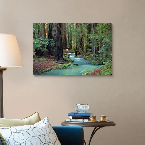 Vista 3 de Redwood Forest II - Lienzo decorativo para pared, diseño de árbol 2-Lienzo envuelto