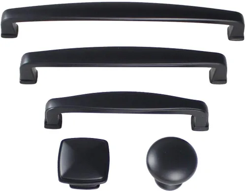 Vista 5 de Formosa Design Hardware - Paquete de manijas y perillas negras para gabinetes de estilo variado (5 orificios centrales de 6.25 pulgadas/6.299 in)