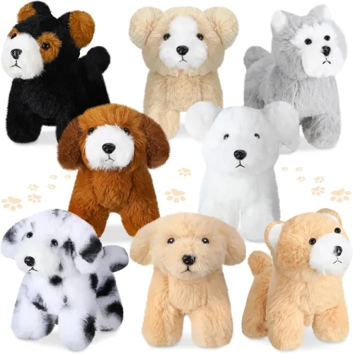 Vista 11 de Sumind 8 piezas de perros de Navidad de peluche, surtido a granel de lindos perritos de peluche de 5 pulgadas, pequeño animal para Navidad