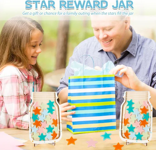 Vista 4 de Tarro de recompensa magnético, tarros de incentivos para niños y niñas, tarro magnético de recompensa de estrellas, herramientas de aula de gestión