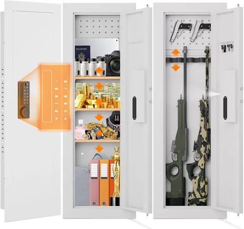 Vista 11 de Caja fuerte de pared de 135 cm entre los tachuelas, caja fuerte oculta con sistema de alarma dual y modo silencioso, caja fuerte de pared para armas