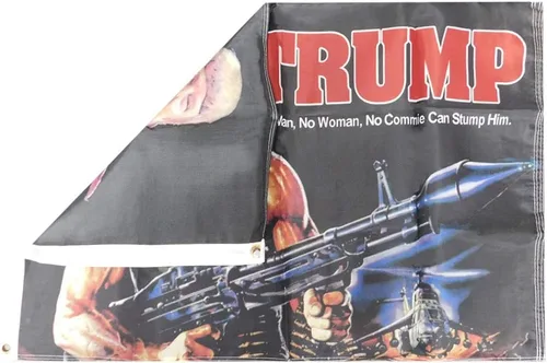 Vista 2 de Trade Winds Trump Bazooka No Man No Woman No Commie Can Stump Him 150D Premium Quality Heavy Duty Fade Woven Poly Nylon 2x3 2'x3' Bandera Ojales