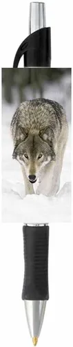 Vista 2 de Bolígrafo de cara de lobo, tinta de escritura negra o azul, diseño de naturaleza animal silvestre, regalo de papelería, suministros escolares
