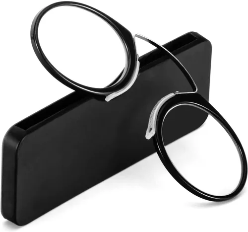 Vista 10 de REAVEE Paquete de 2 lentes de lectura con clip de nariz sin brazos para hombres y mujeres, sin sienes, delgados y compactos, ultra delgados con mini