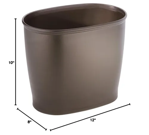 Vista 9 de iDesign - Cubo de basura delgado de plástico para baño, pequeño para dormitorio, oficina, escritorio, dormitorio, bronce (paquete de 2)