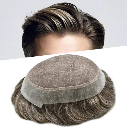 Vista 38 de Toupee For Men Hair Piece Fine Mono Hair System For Men Human Hair Mens Toupee Hair Piece For Men Hair Replacement Protesis Capilar 8x10 Medium