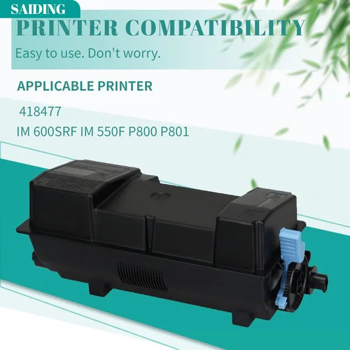 Vista 2 de SAIDING Cartucho de tóner de repuesto compatible para IM550 IM600 418477 para usar con Ricoh IM 600SRF IM 550F P800 P801 de alto rendimiento 25500