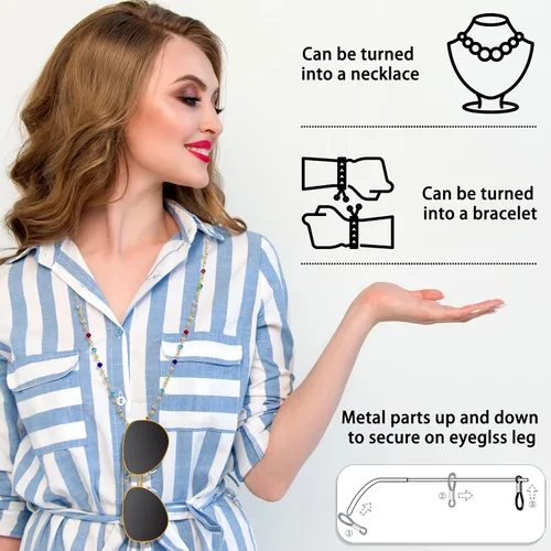 Vista 5 de Cadena multifuncional para gafas elegante soporte para gafas, collar y cordón para máscara para mujeres de moda