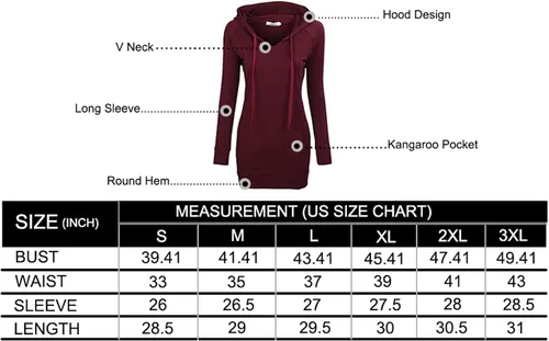 Vista 5 de BEPEI Sudadera de manga larga con capucha para mujer con bolsillos