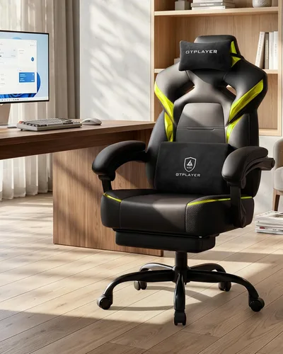 Vista 5 de GTPLAYER Silla para videojuegos, silla de oficina para computadora con cojín de resorte de bolsillo, reposabrazos de conexión, cómoda silla