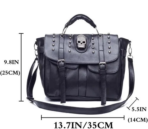Vista 2 de Fivelove - Bolso de hombro con asa superior para mujer, con remache, tamaño mediano, bolso de mano