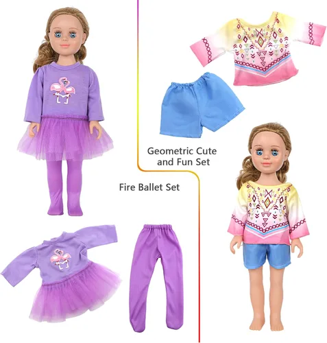 Vista 5 de MSYO 10 juegos (19 piezas) de ropa de muñeca para muñecas de 17 a 18 pulgadas, trajes diversos