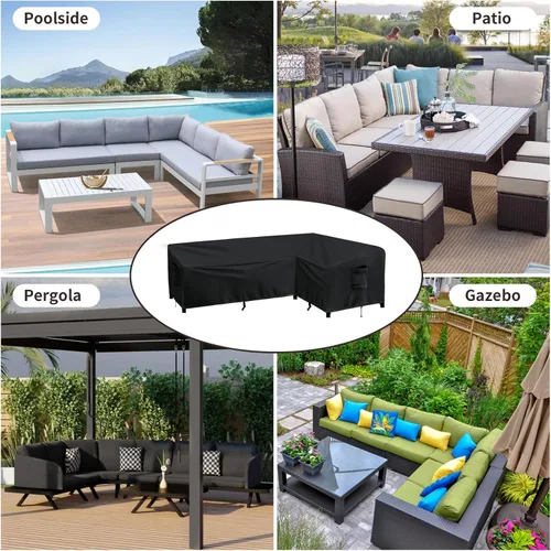 Vista 8 de PureFit Funda de sofá modular para exteriores en forma de L, impermeable, para muebles de patio, terraza, césped y jardín, 83 x 104 pulgadas