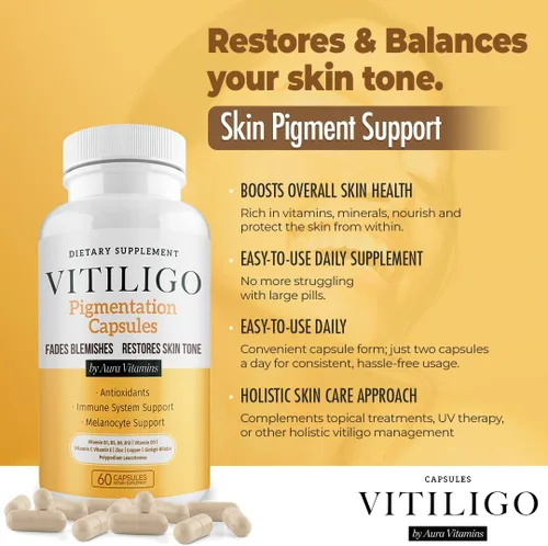 Vista 4 de Dermawonder - Cápsulas de vitiligo (60 unidades) Suplemento eficaz de vitíligo, reduce las manchas blancas y mejora el apoyo de la pigmentación